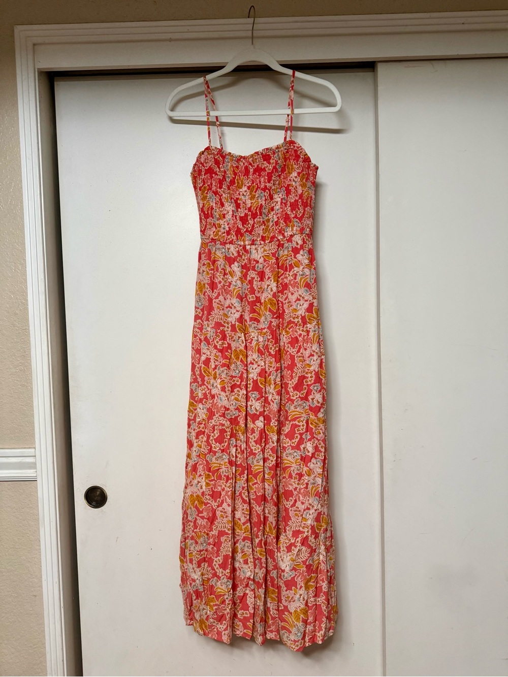 Z Supply Coral Floral Smocked Maxi Dress